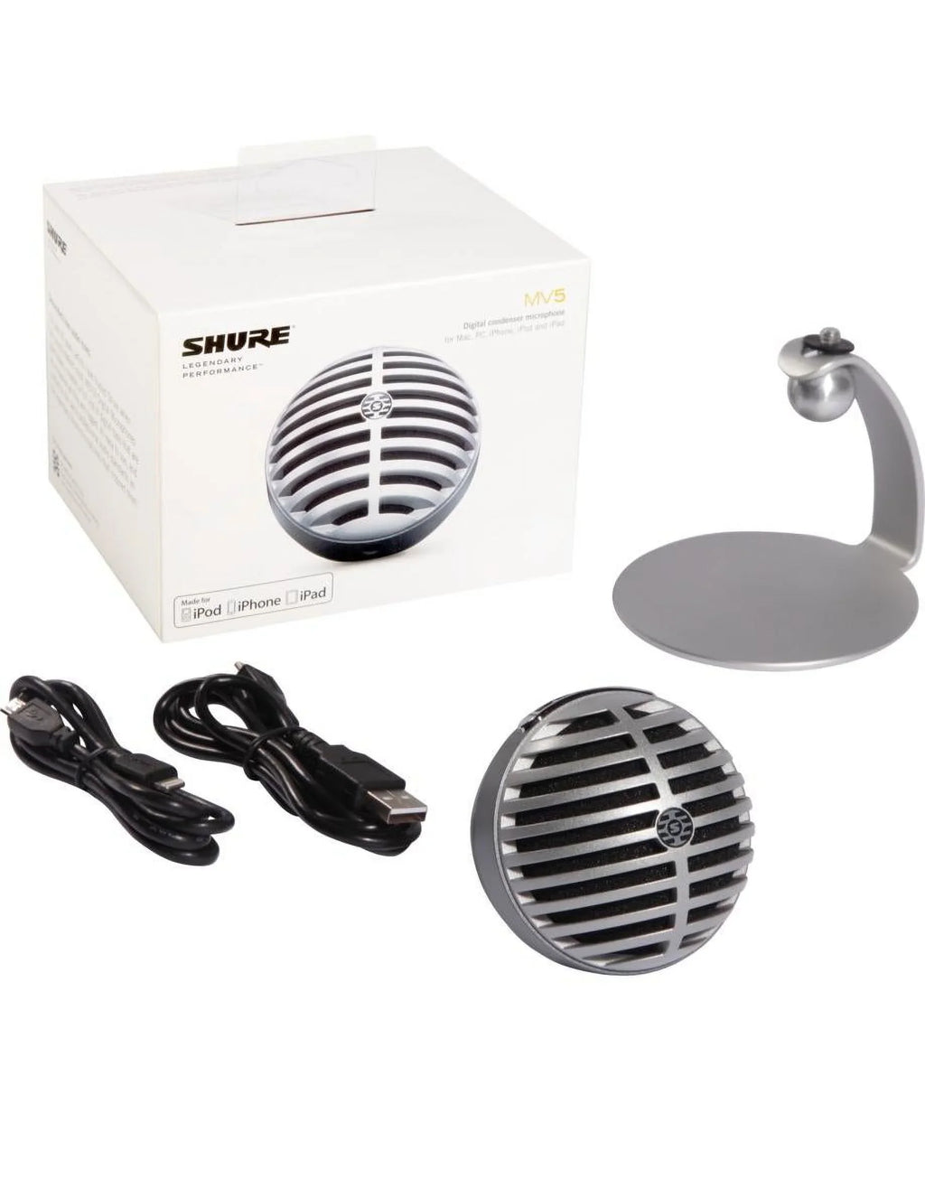Shure MV5/A-LTG Digital Condenser Microphone - Gray Version