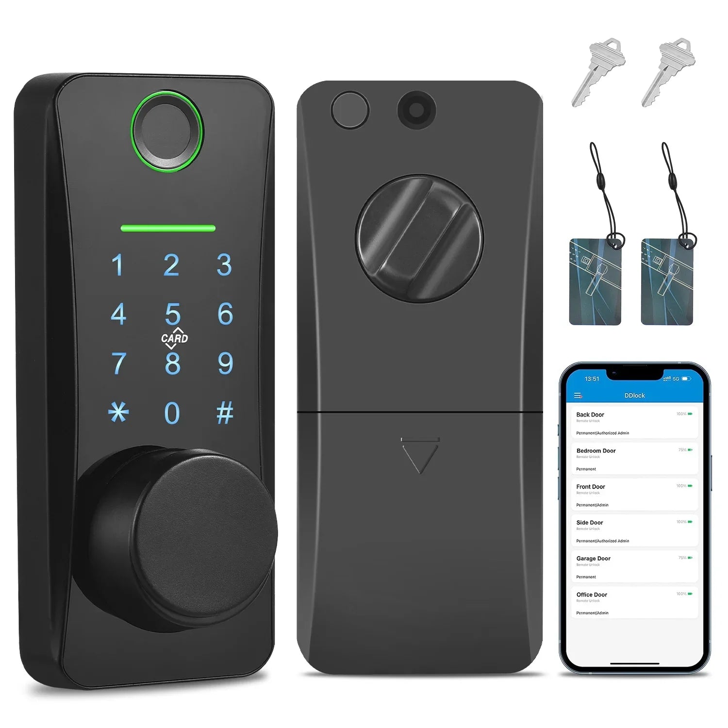 Intelligent Door Lock,With Pad Remote Lock/5-in-1 Less Door Pad Remote Lock/2 Keyless Door Lock With Deadbolt App Remote Huiop Lock Lock/5-in-1 Keyless Siuke Keypad Set Deadbolt