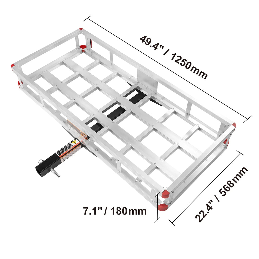 SKYSHALO 500lb Hitch Mount Cargo Carrier 47 x 20 x 6 in Aluminum For 2" Receiver