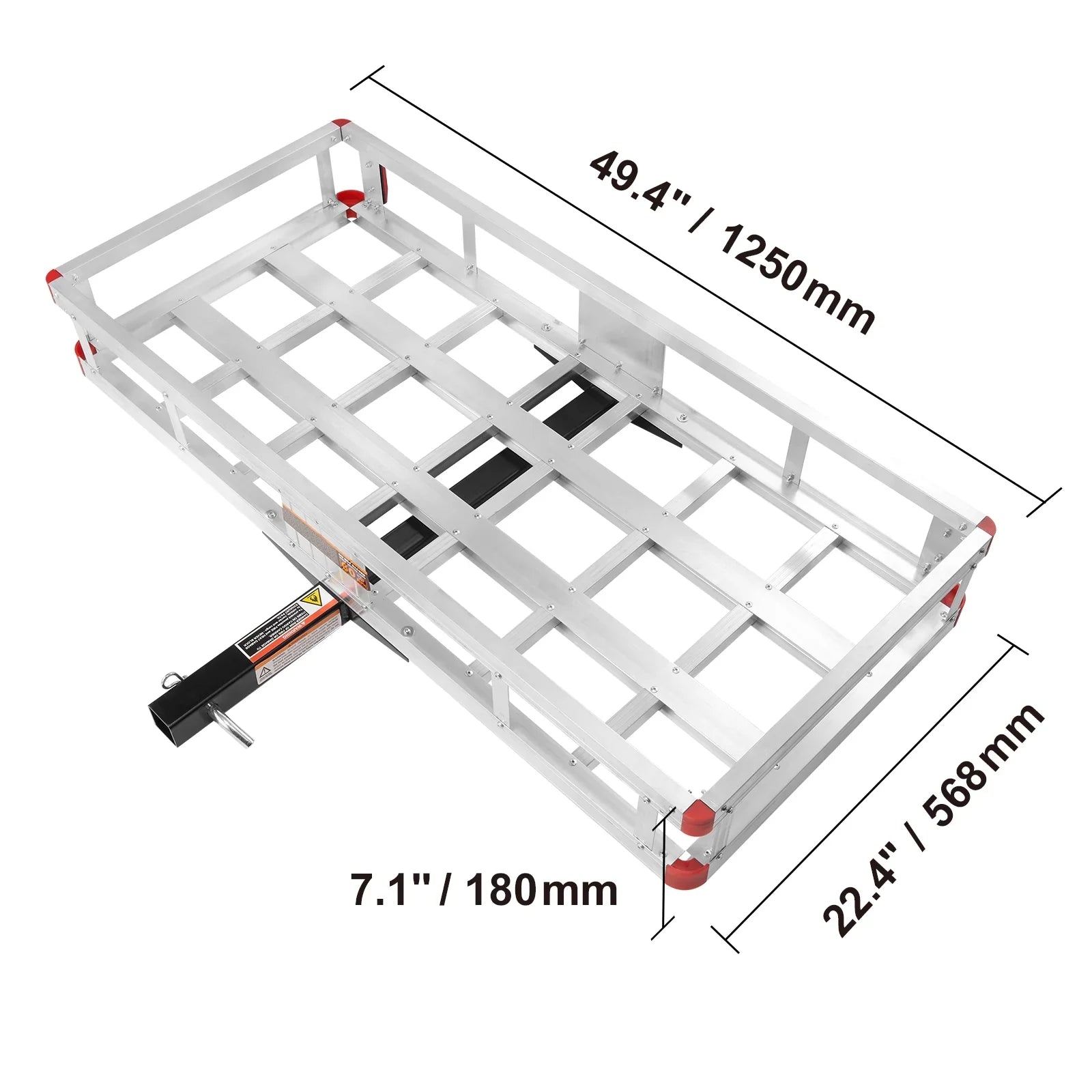 SKYSHALO 500lb Hitch Mount Cargo Carrier 47 x 20 x 6 in Aluminum For 2" Receiver