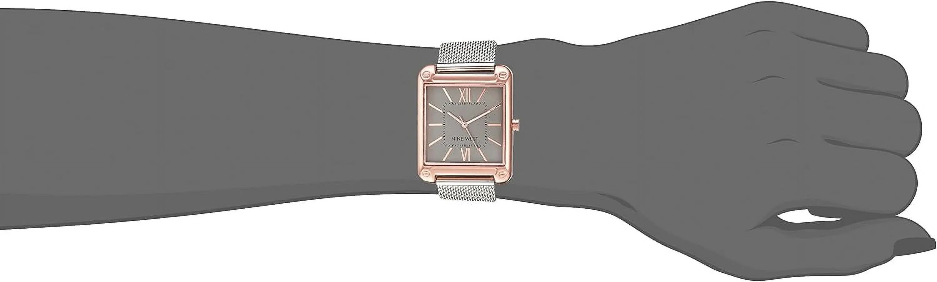 nine west women's rose gold-tone and silver-tone mesh bracelet watch