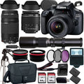 Canon EOS 4000D/Rebel T100 DSLR Camera w/Canon EF-S 18-55mm F/3.5-5.6 Zoom Lens+Canon EF 75-300mm III Lens+500mm f/8.0 Telephoto Lens+case+128Memory Cards (24PC)