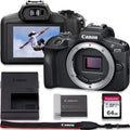 Canon EOS R100 4K Video Recording Mirrorless Camera (BODY) with 64GB Fast Transcend Memory Card