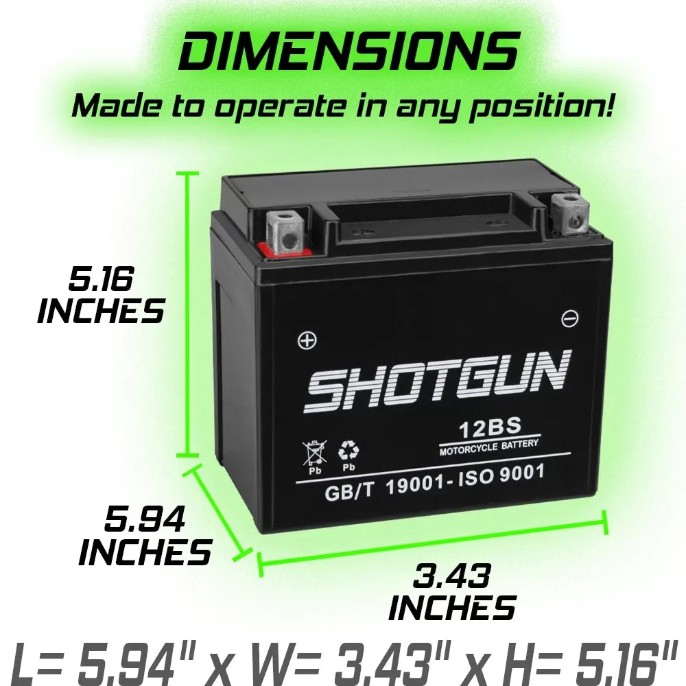 Shotgun YTX12-BS Motorsports Battery Compatible with Suzuki GSX-R1000