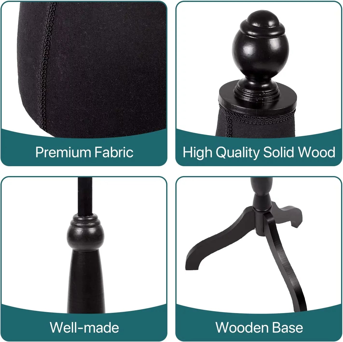NiamVelo Female Mannequin Torso Dress Form 60-67 Inch Height Adjustable Body Model with Tripod Wooden Base, Black