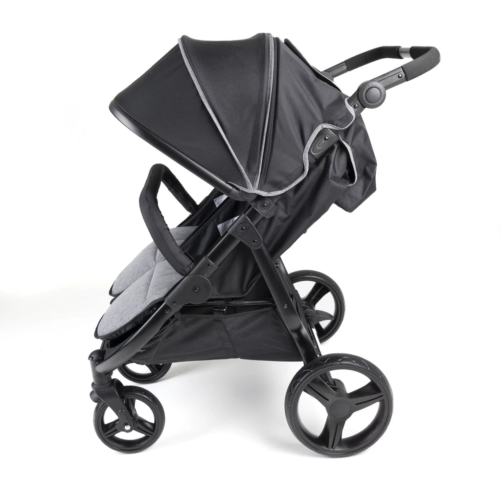 Gaggle Roadster Double Stroller with Expandable Canopy, Black/Gray