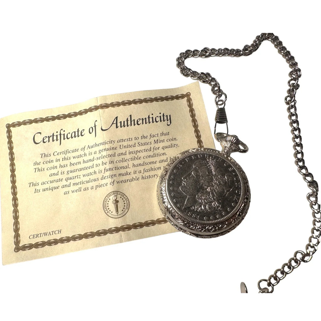 American Coin Treasures 1800's Morgan Silver Dollar Pocket Watch