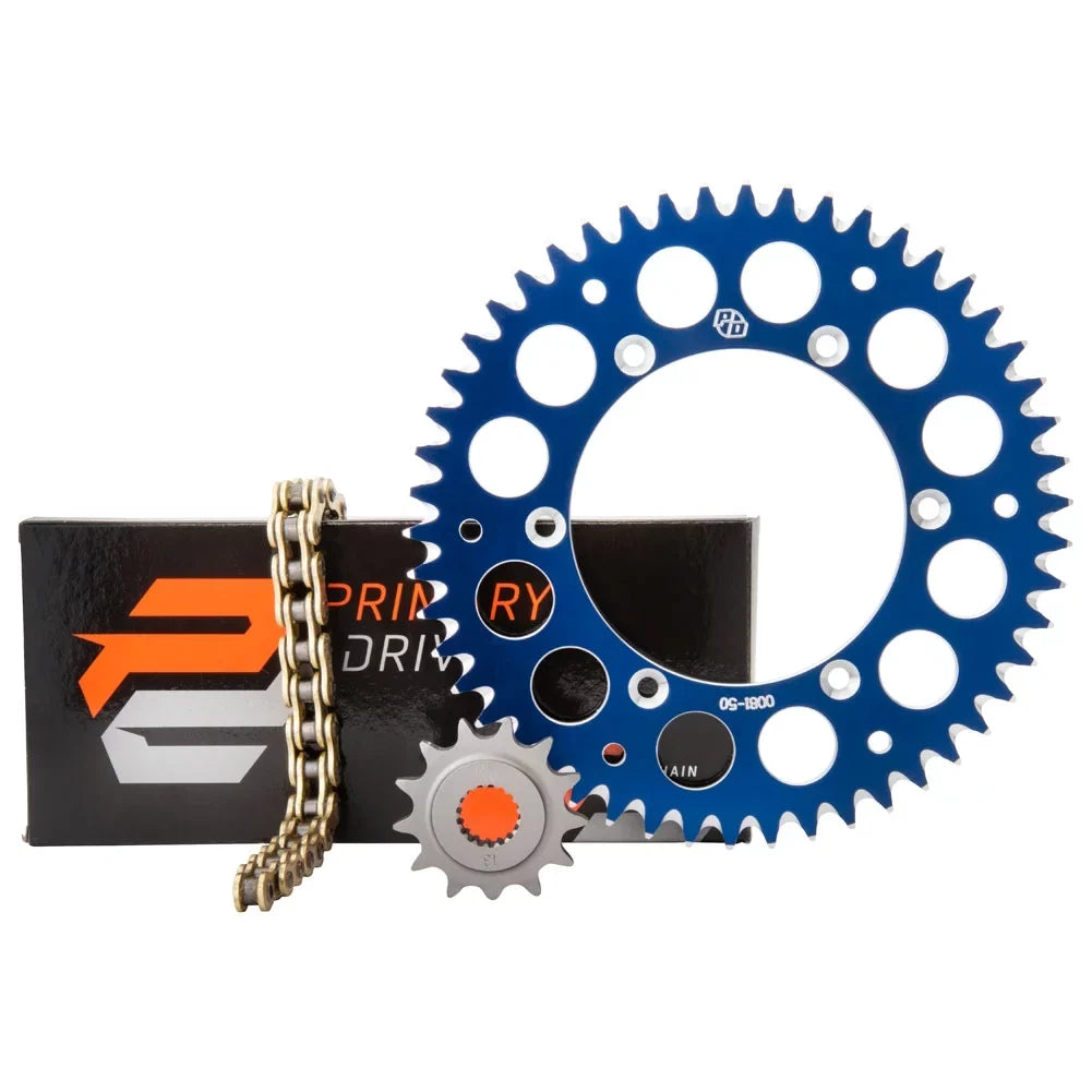Primary Drive Alloy Kit & Gold X-Ring Chain Blue Rear Sprocket Blue Rear Sprocket For Yamaha YZ125X 2020-2022