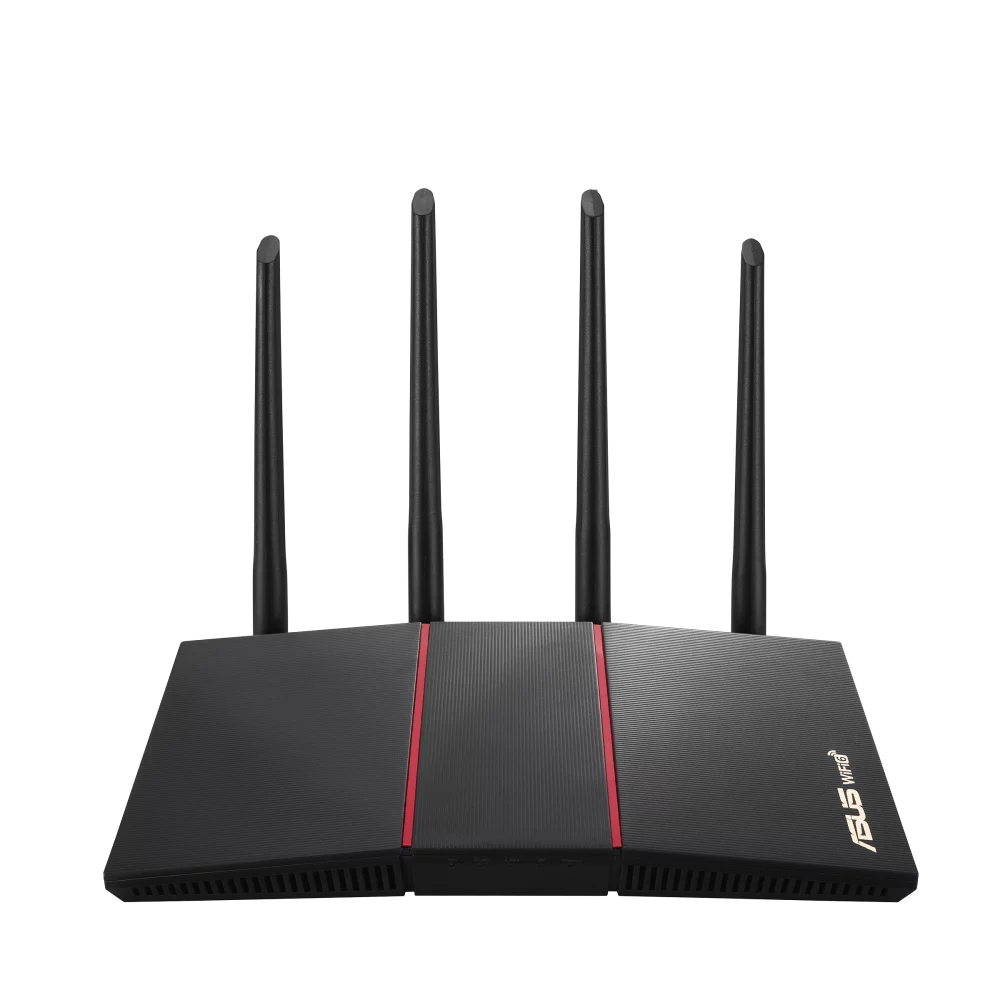 Asus RT-AX55 Wi-Fi 6 IEEE 802.11ax Ethernet Wireless Router - 2.40 GHz ISM Band - 5 GHz UNII Band - 4 x Antenna(4 x External) - 225 MB/s Wireless Speed - 4 x Network Port - 1 x Broadband Port - Gig...