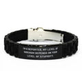 Useful Reporter Gifts, I'm a Reporter. My Level of Sarcasm Depends on, Reporter Black Glidelock Clasp Bracelet From Coworkers, , Black glidelock clasp bracelet gift for reporter, Reporters black