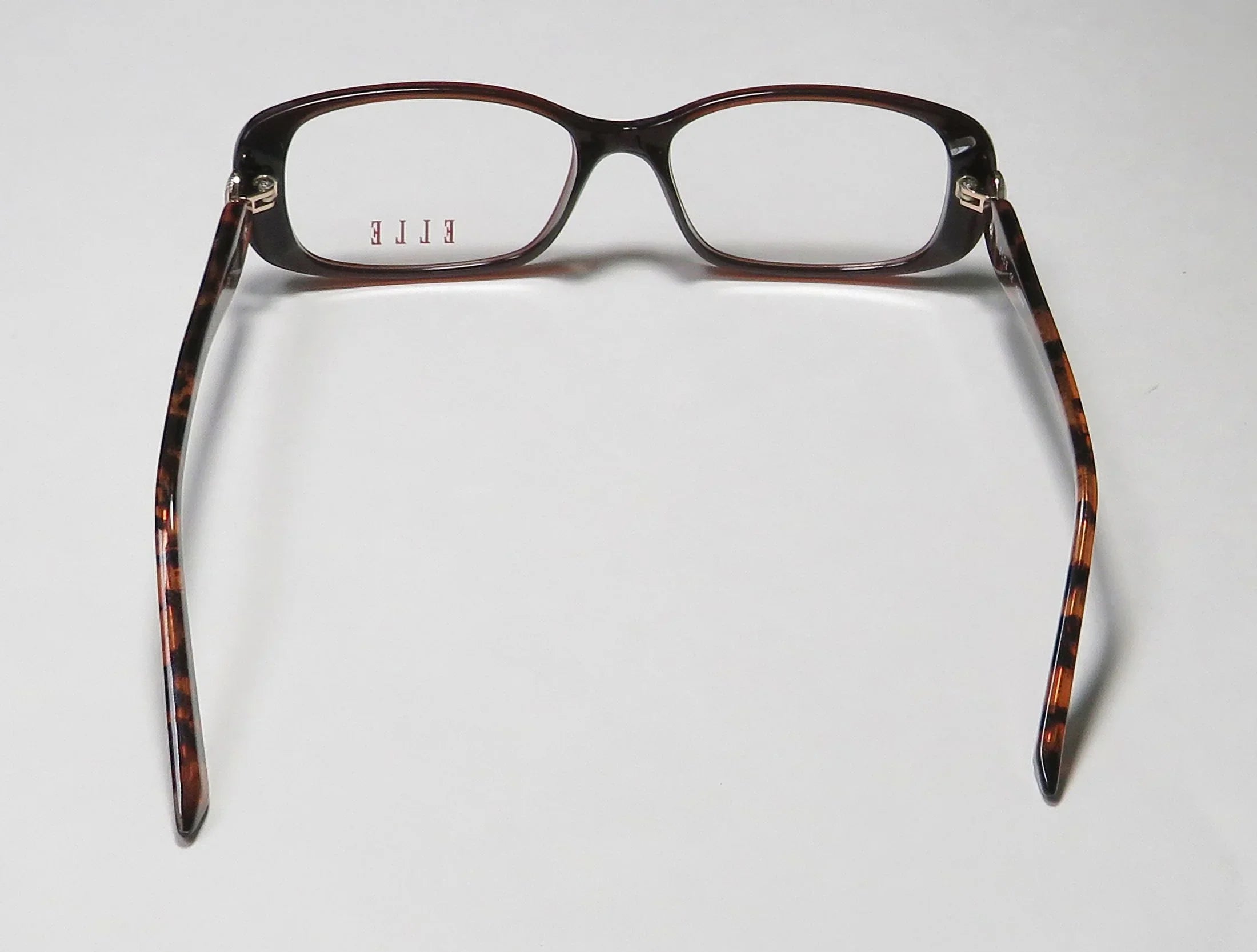NEW ELLE 13428 WOMENS/LADIES RECTANGULAR FULL-RIM BROWN PREMIUM ACETATE PLASTIC DURABLE DESIGNER FRAME DEMO LENSES 52-16-135 EYEGLASSES/EYE GLASSES
