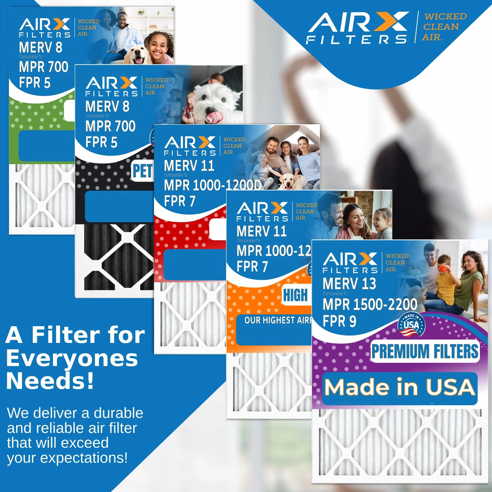 14x25x1 Air Filter MERV 8 Comparable to MPR 700 & FPR 5 Electrostatic Pleated Air Conditioner Filter 6 Pack HVAC AC Premium USA Made 14x25x1 Furnace Filters by AIRX FILTERS WICKED CLEAN AIR.