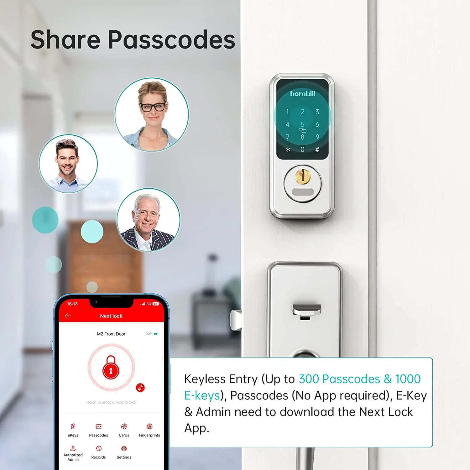 Smart Front Door Locks Deadbolt: GOURE Keyless Entry Keypad Door Lock, Digital Electronic Bluetooth Code Locks for House Airbnb