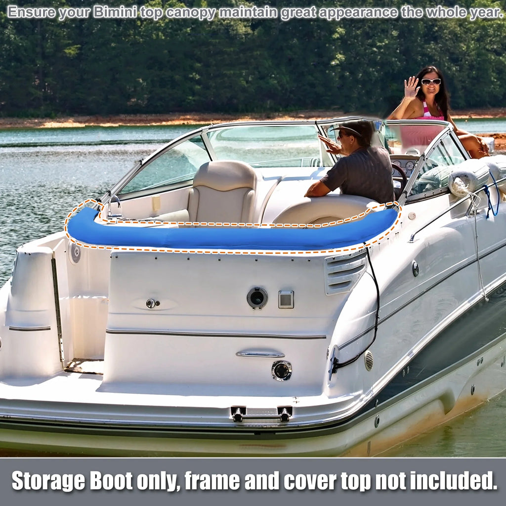Boat Bimini Top Storage Boot Cover 600D Polyester Canvas Pacific Blue 85"-90" Width for 3 Bow 4 Bow