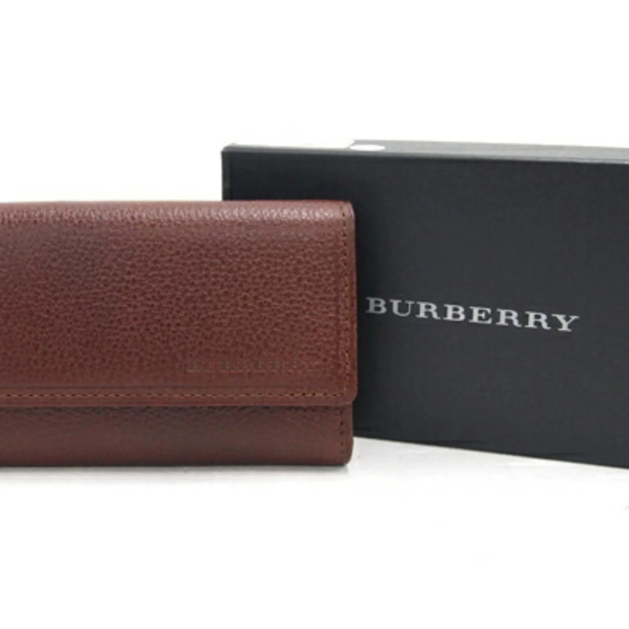 Pre-Owned Burberry 5 Key Case MS152 Dark Brown Leather Check Coin Holder BURBERRY (Good)
