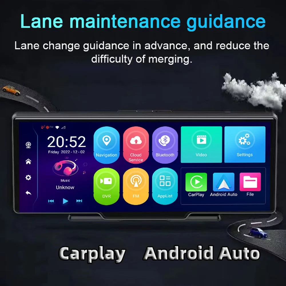 Pinnaco Dash Camera with Multi-language Dual Lens, Night Viewing DVR, and 170 Degree Wide Angle
