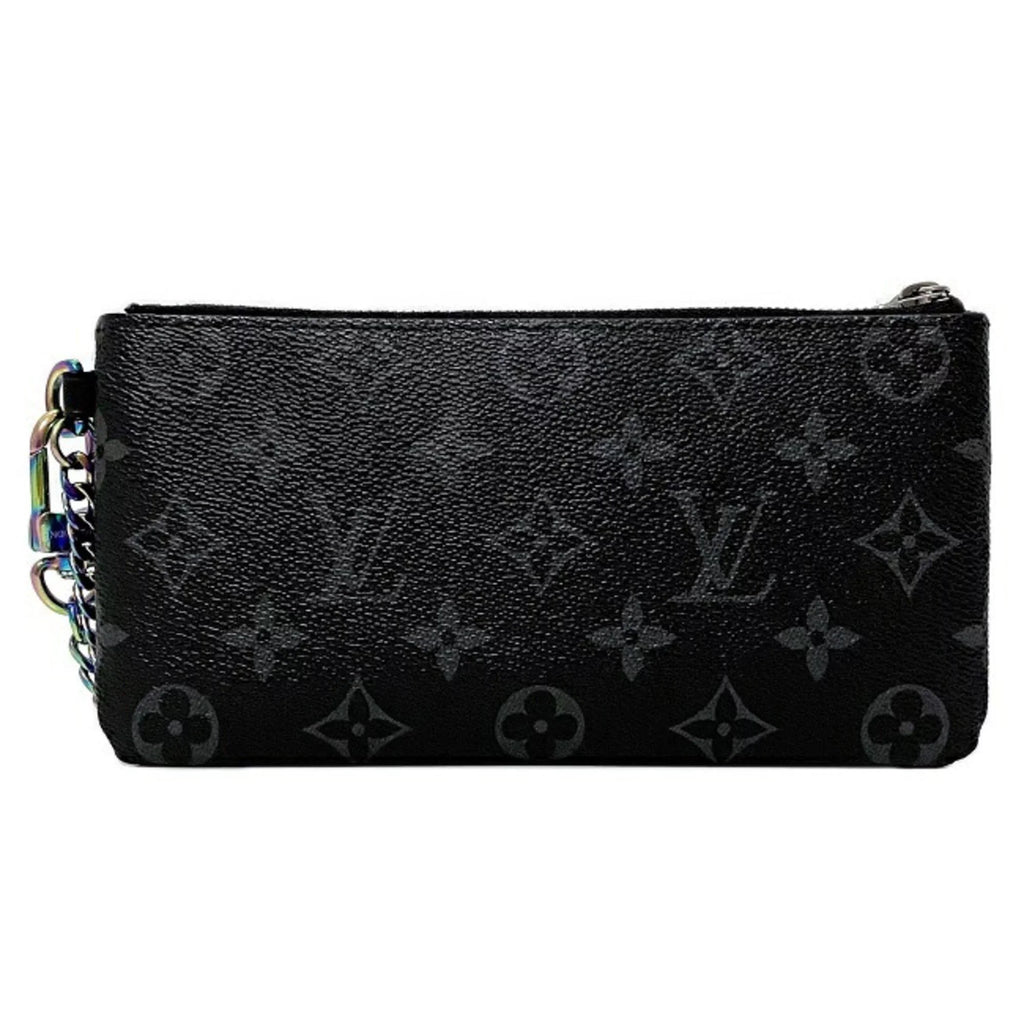 Pre-Owned Louis Vuitton Pouch Fragment iPhone Black Gray Rainbow Monogram Eclipse Flash M64433 UB1137 LOUIS VUITTON Hiroshi Fujiwara Collaboration (Good)