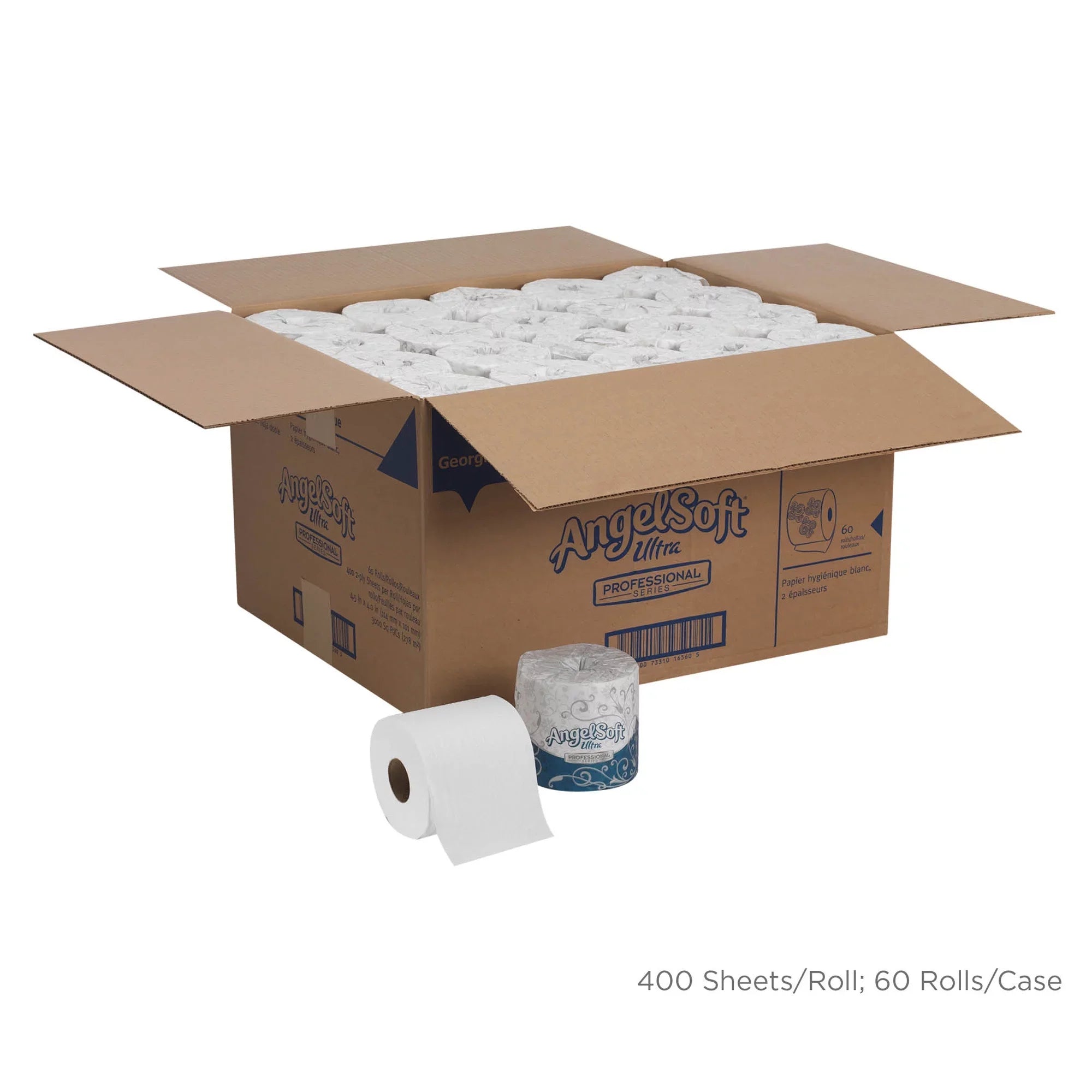 Angel Soft Ultra Professional Series Embossed Toilet Paper by GP PRO 2 Ply - 4.05" x 4.50" - 400 Sheets/Roll - White - Soft, Septic Safe, Absorbent - For Restroom - 60 / Carton