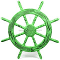 Nagina International Rustic Antique Beautiful Wall Decor Handcrafted Pine Nautical Ship Wheel | Maritime Exclusive Wall Decor (24 Inches, Junky Green)