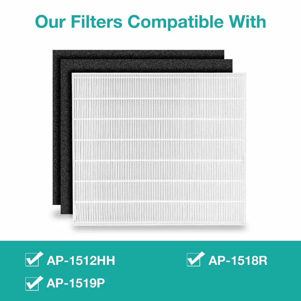 Membrane Solutions AP-1512HH Filter, Part# 3304899, Compatible with Coway Air Purifiers with Carbon Pre Filters, 2 Pack