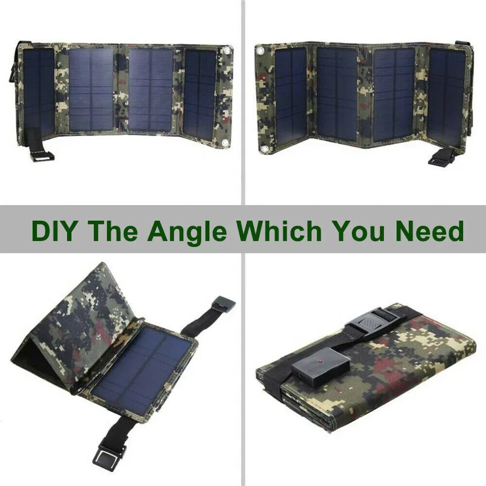 Paddsun 80W USB Solar Panel Folding Power Bank Outdoor Camping Hiking Phone Charger USA