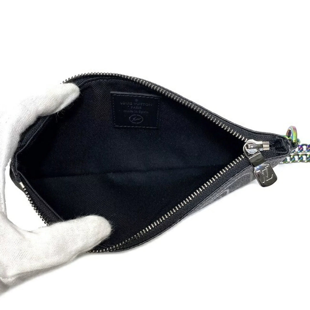 Pre-Owned Louis Vuitton Pouch Fragment iPhone Black Gray Rainbow Monogram Eclipse Flash M64433 UB1137 LOUIS VUITTON Hiroshi Fujiwara Collaboration (Good)