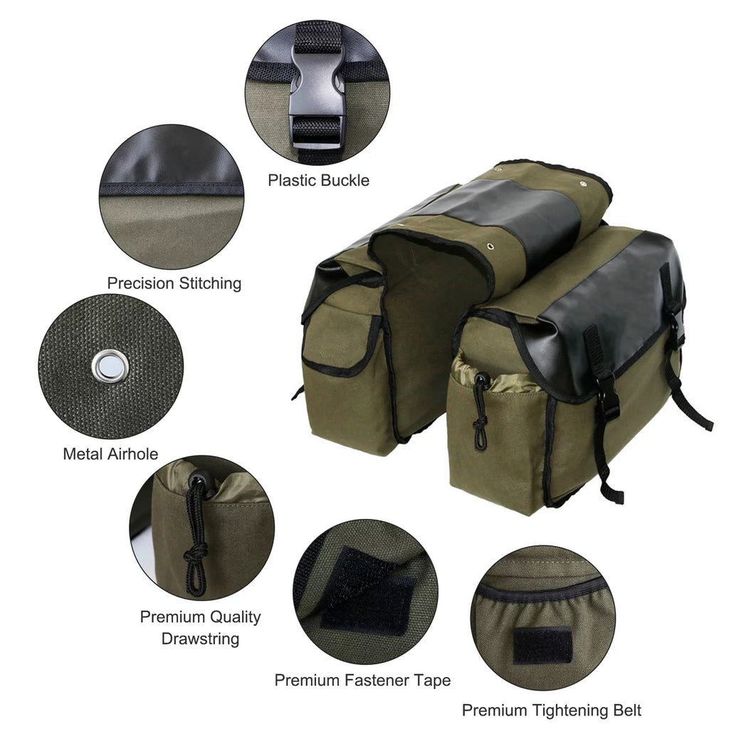 Gecheer Motorbike Large Capacity Saddle Bag Motorcycle Riding Travel Canvas Waterproof Panniers Box Side Tools Bag Pouch for Motorbike