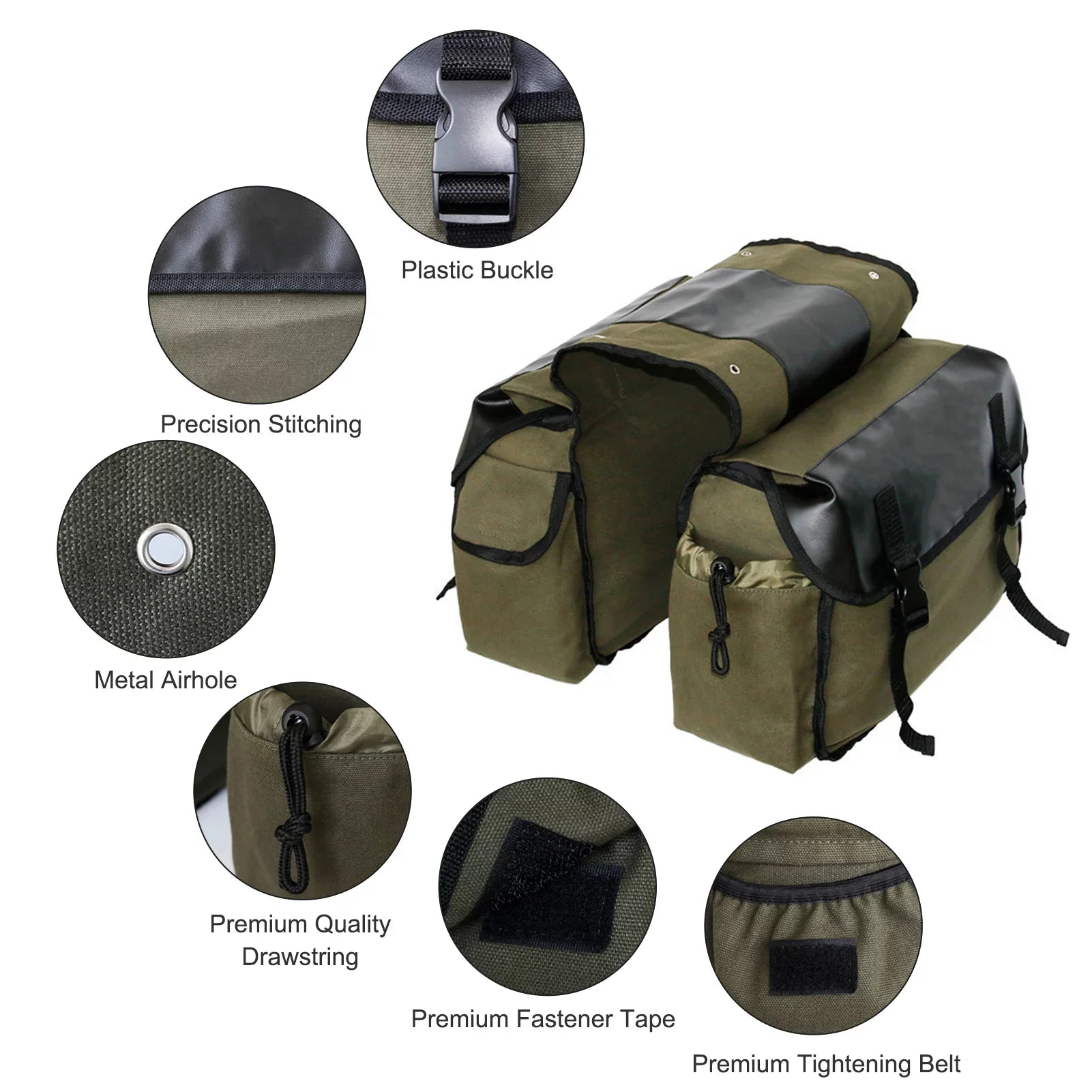Gecheer Motorbike Large Capacity Saddle Bag Motorcycle Riding Travel Canvas Waterproof Panniers Box Side Tools Bag Pouch for Motorbike