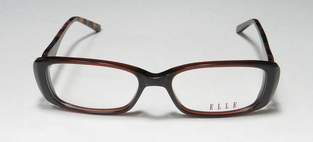 NEW ELLE 13428 WOMENS/LADIES RECTANGULAR FULL-RIM BROWN PREMIUM ACETATE PLASTIC DURABLE DESIGNER FRAME DEMO LENSES 52-16-135 EYEGLASSES/EYE GLASSES
