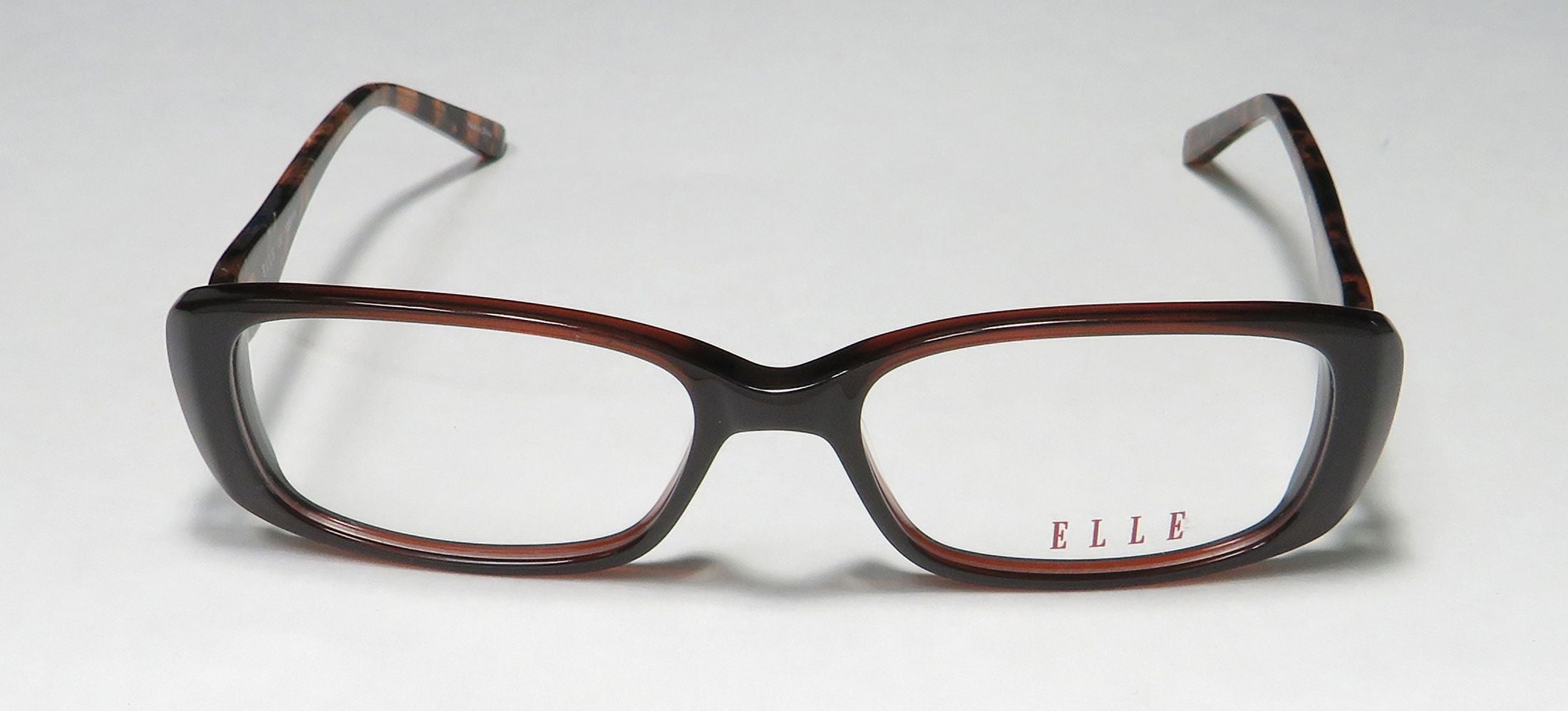 NEW ELLE 13428 WOMENS/LADIES RECTANGULAR FULL-RIM BROWN PREMIUM ACETATE PLASTIC DURABLE DESIGNER FRAME DEMO LENSES 52-16-135 EYEGLASSES/EYE GLASSES