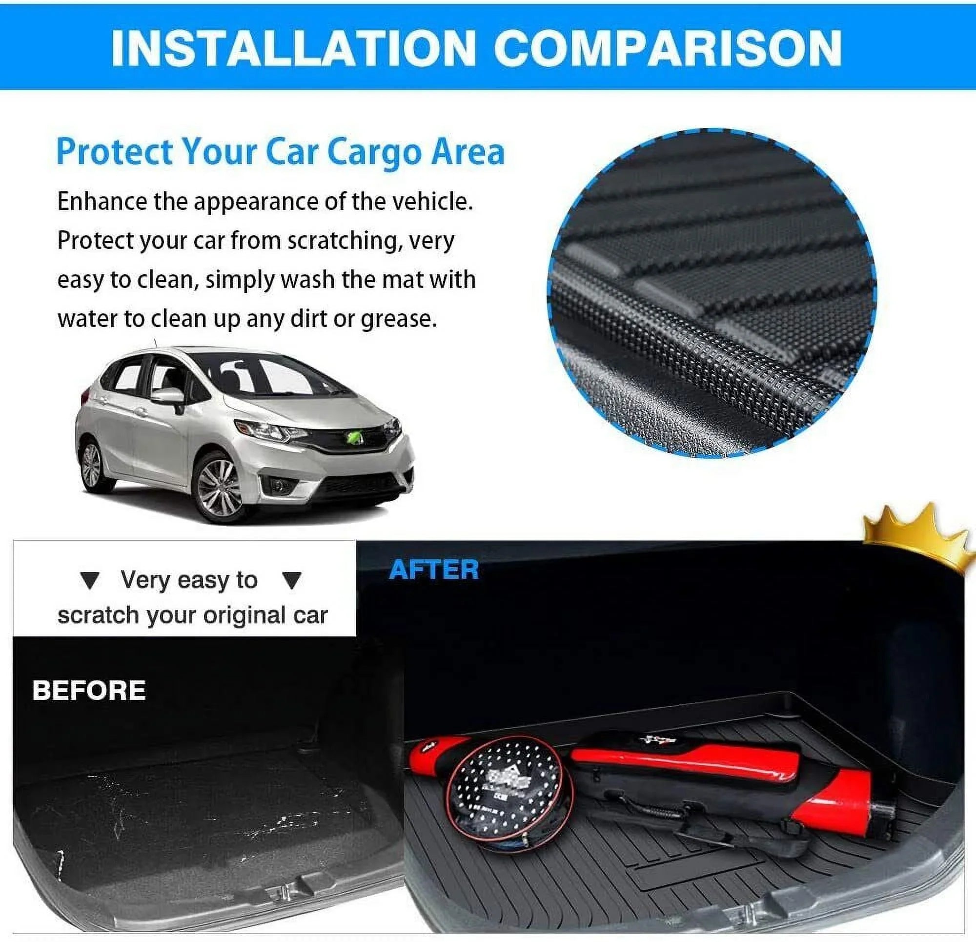 TPO Cargo Mats Liner Protection For 2018-2023 Toyota Camry All Weather