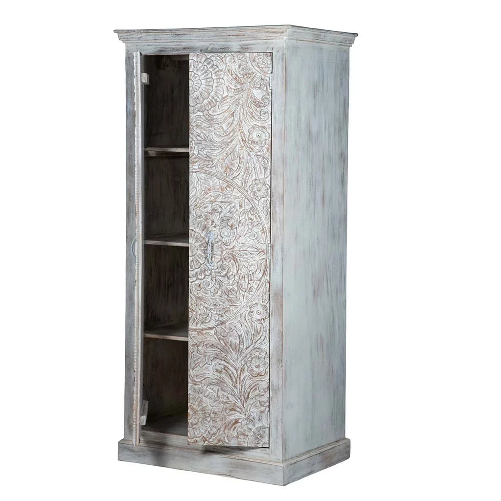 Maadze Shabby Chic White Carved Wardrobe