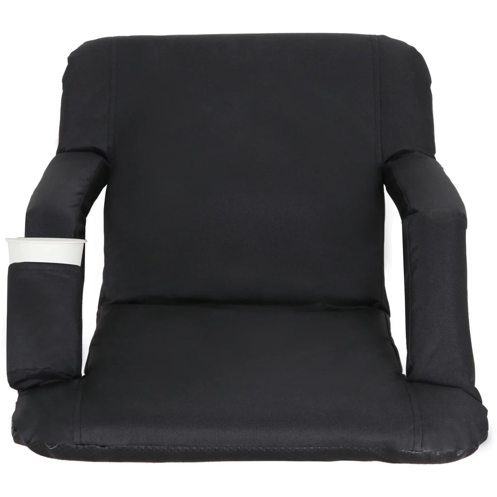 HomGarden Portable Stadium Seat Chair for Bleachers, 6 Reclining Folding Seat Waterproof, Black