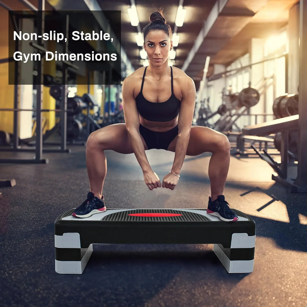 Height Adjustable Workout Aerobic Stepper Exercise Step PLatitudeform Riser 3 Levels for Fitness Strength Training