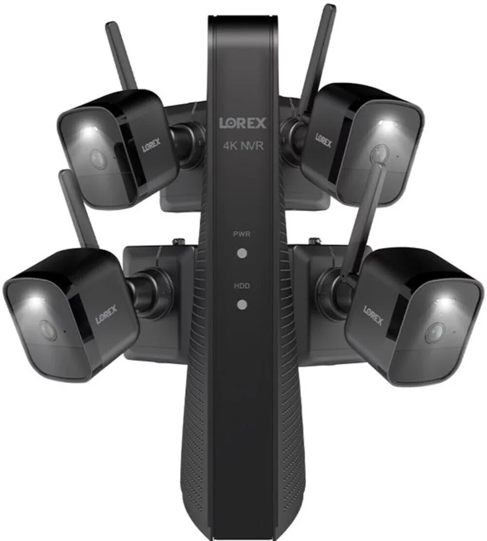 Lorex 4K NVR System with Four (4) Battery-Operated Cameras (Black)