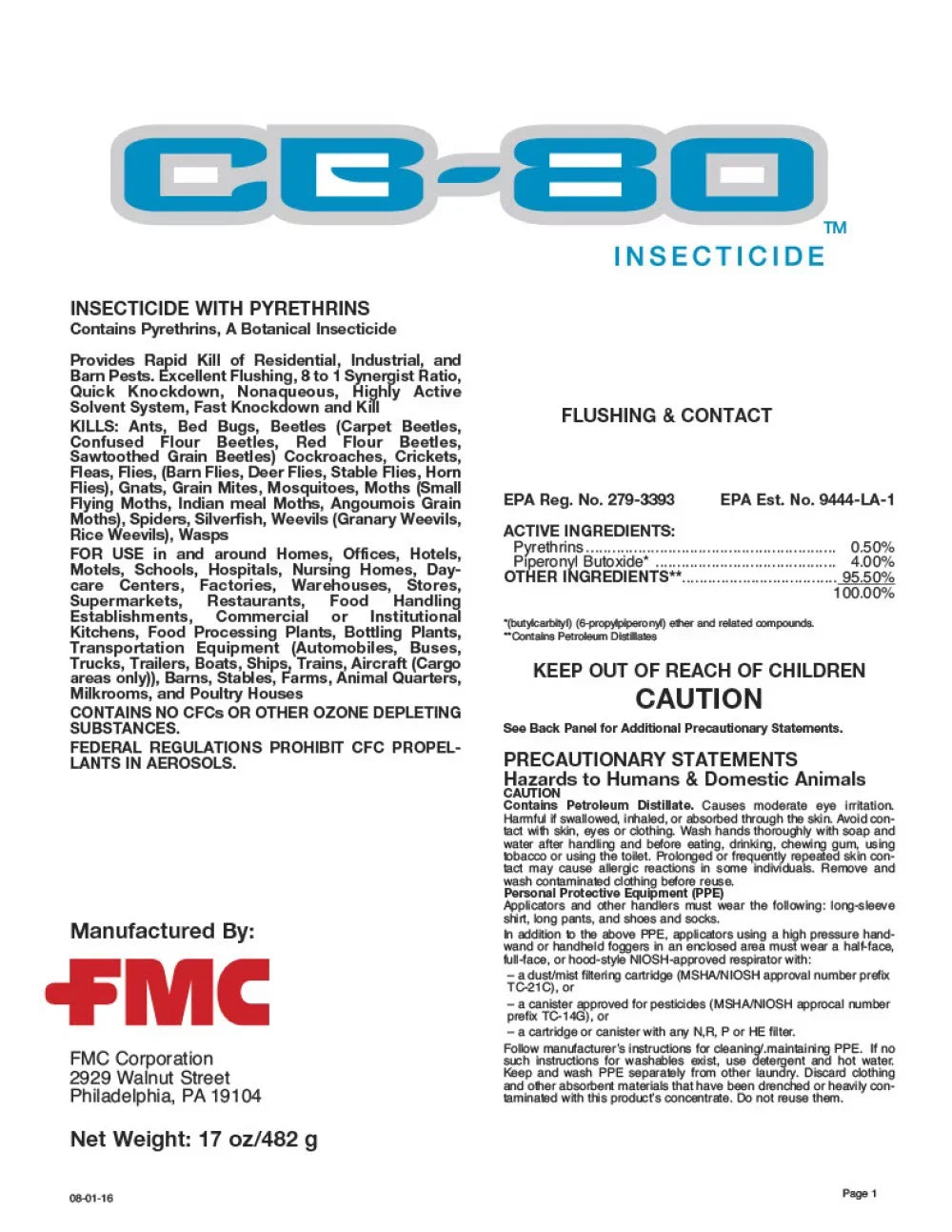 CB-80 Insecticide With Botanical Pyrethrins - 17 oz can by FMC Technologies