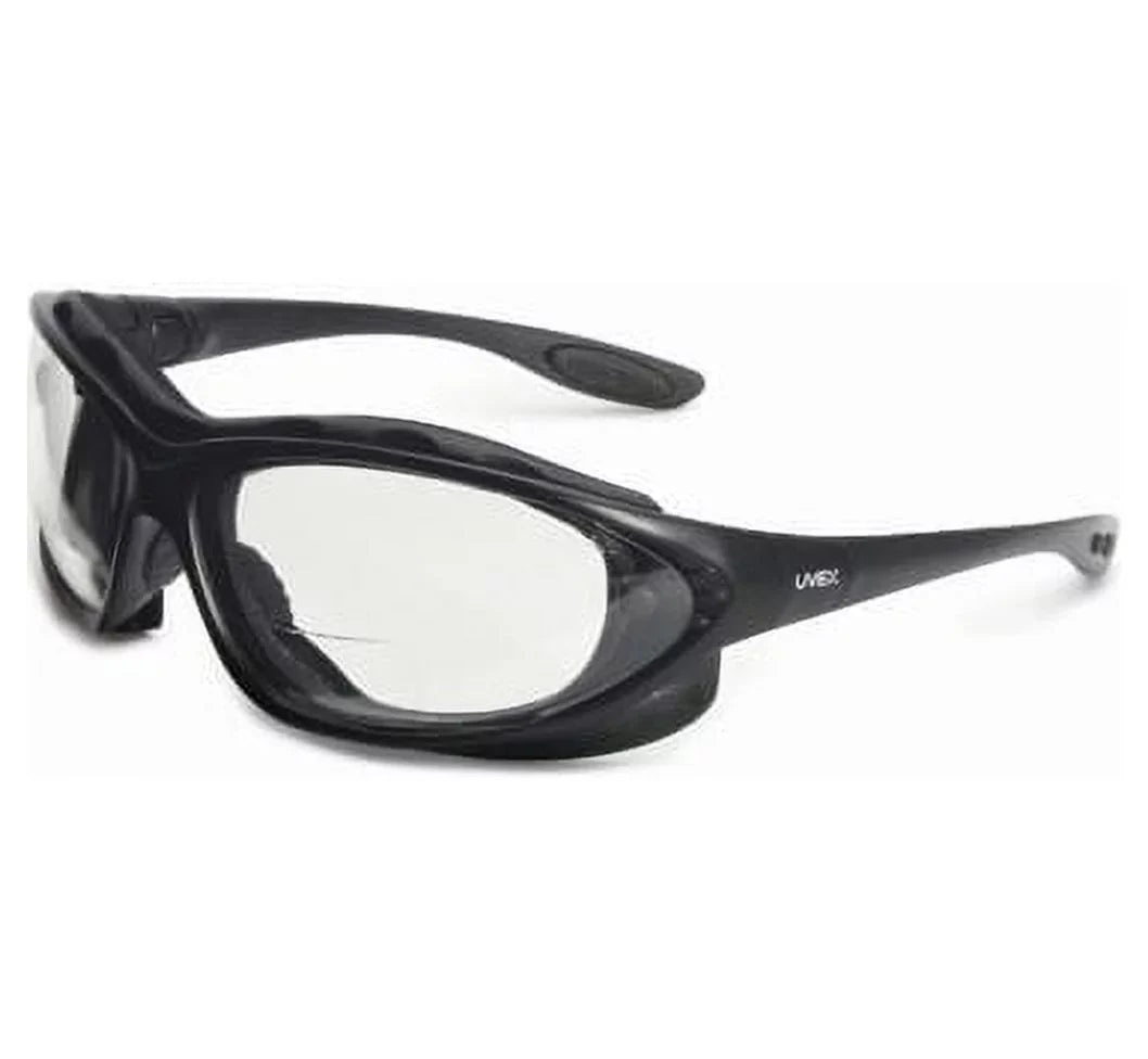 Uvex By Honeywell Seismic Sealed Eyewear With Reading Magnifiers 2.0 Diopter Safety Glasses With Black Frame And Clear Polycarbonate Lens With Uvextra Antifog Coating