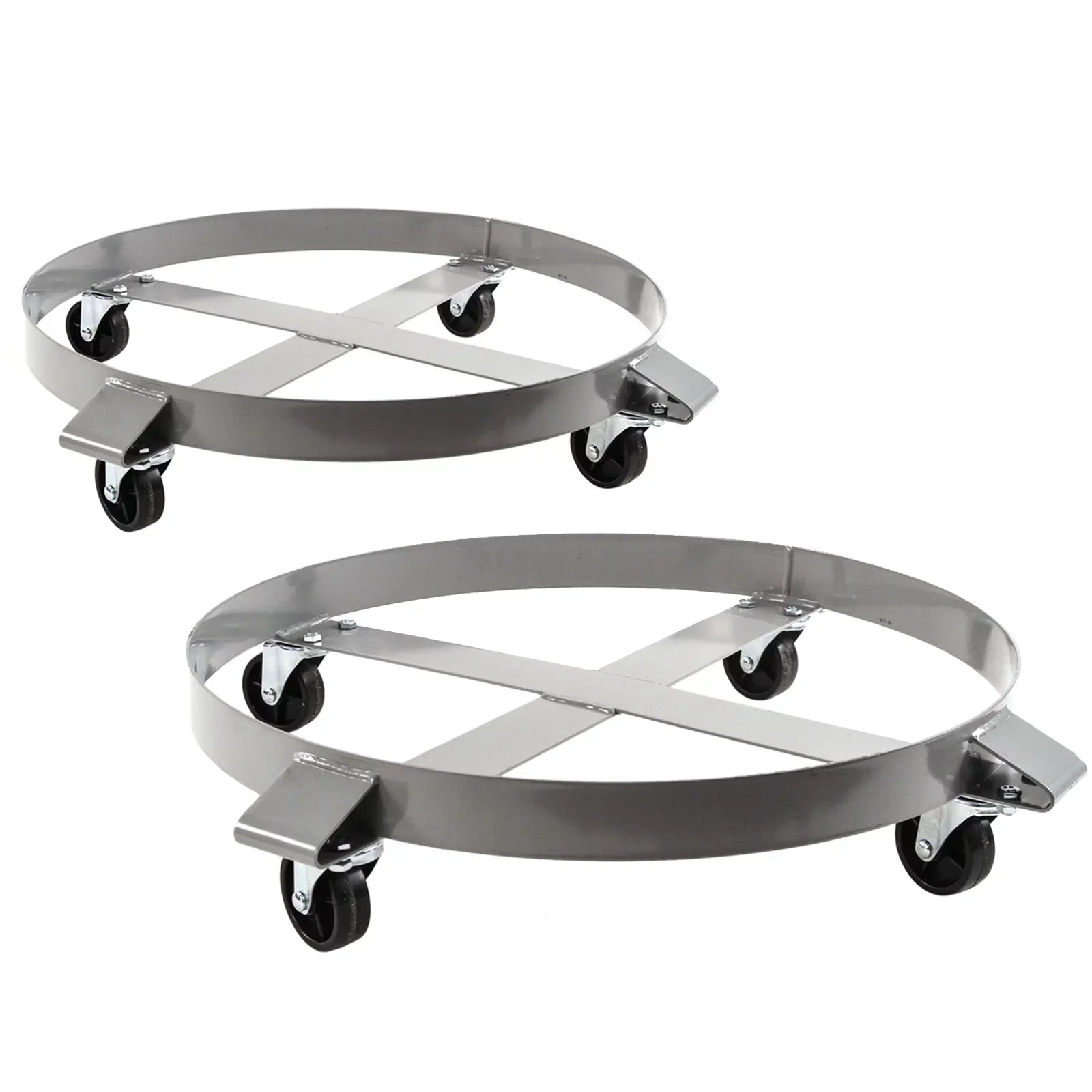 Red Hound Auto 2 Heavy Duty Drum Dollies 1000 Pound - 55 Gallon Swivel Casters Wheel Steel Frame Non Tipping Hand Truck Capacity Dolly