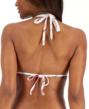 LA BLANCA Women's White Stretch Tie Triangle Sweetheart Fixed Cups Halter Swimsuit Top 12