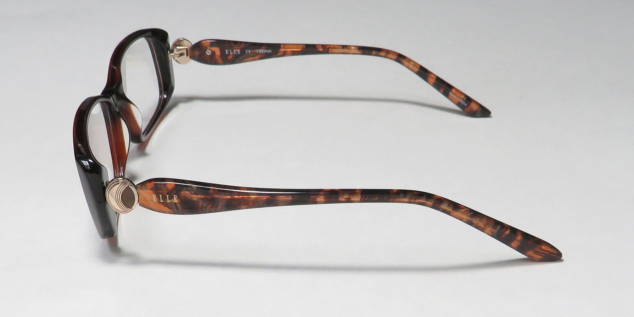 NEW ELLE 13428 WOMENS/LADIES RECTANGULAR FULL-RIM BROWN PREMIUM ACETATE PLASTIC DURABLE DESIGNER FRAME DEMO LENSES 52-16-135 EYEGLASSES/EYE GLASSES