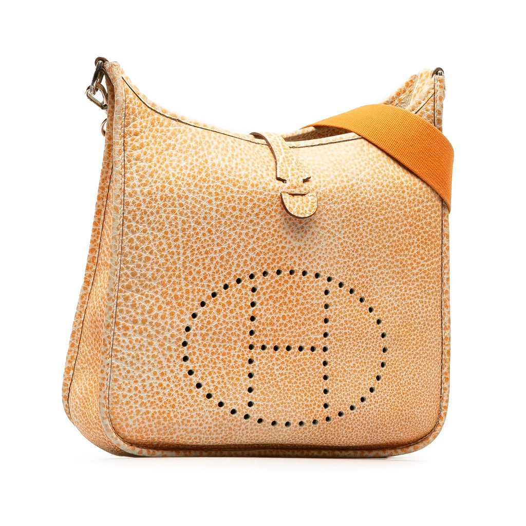 Pre-Owned Authenticated Hermès Dalmatian Buffalo Evelyne I PM Calf Leather Orange Crossbody Bag Unisex (Good)