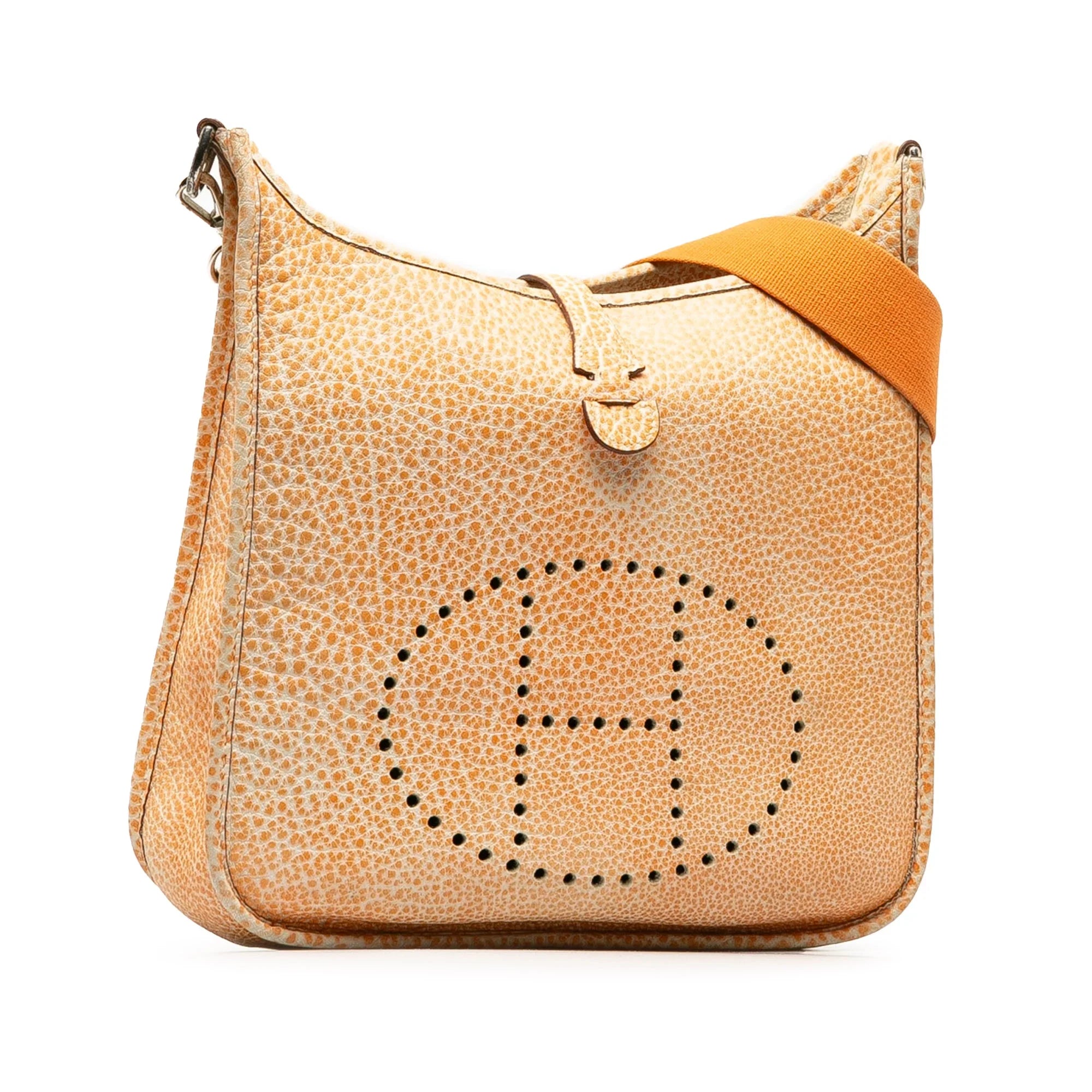 Pre-Owned Authenticated Hermès Dalmatian Buffalo Evelyne I PM Calf Leather Orange Crossbody Bag Unisex (Good)