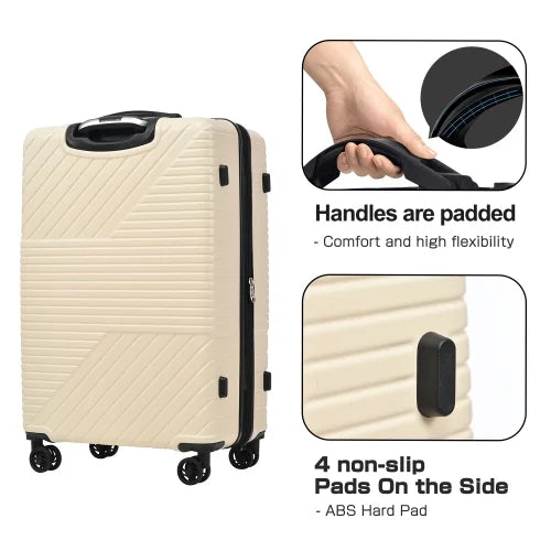 Zateety Hardshell Luggage Sets 3 Piece double spinner 8 wheels Suitcase with TSA Lock Lightweight 20''24''28''