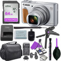 Canon PowerShot SX740 Digital Camera Bundle (Silver) with Tripod Hand Grip , 64GB SD Memory , Case and More