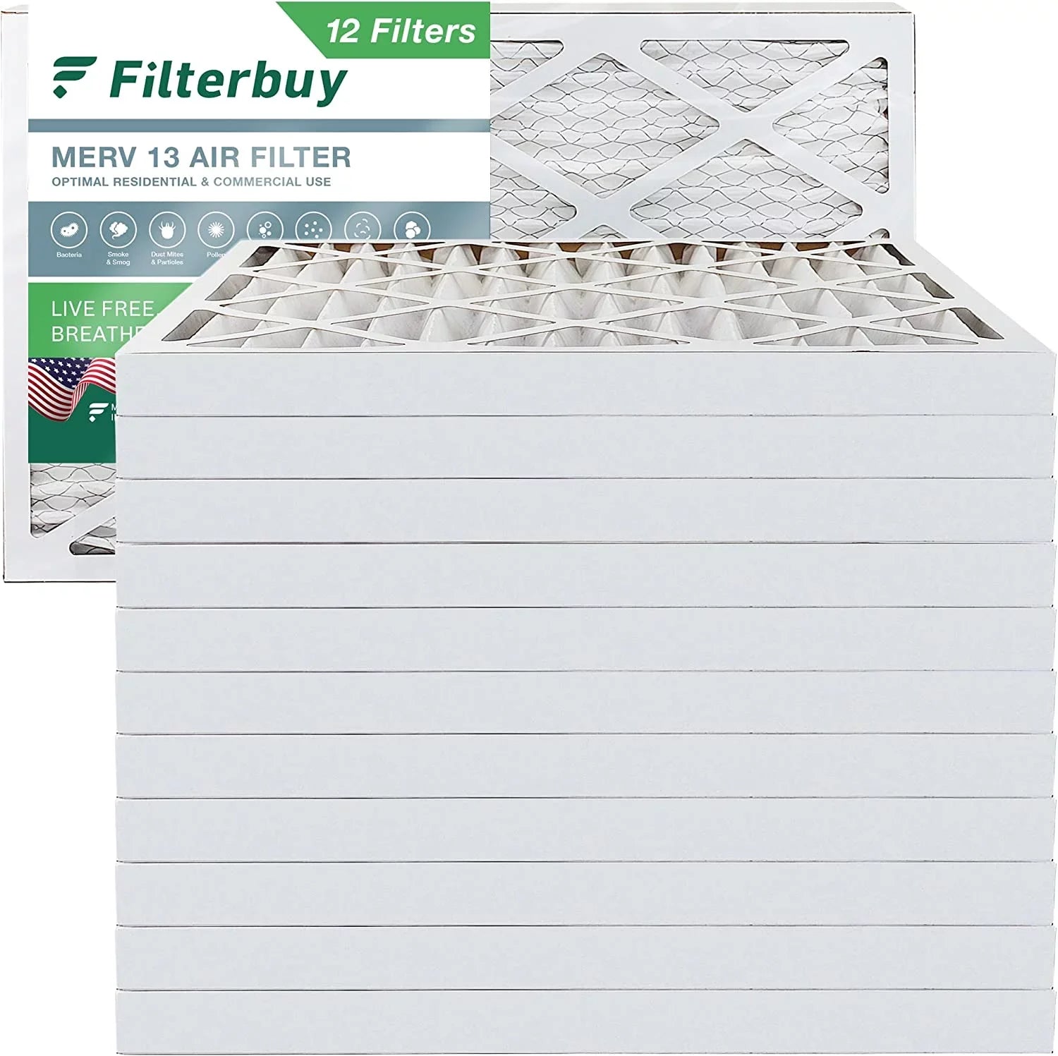 Filterbuy 20x32x2 MERV 13 Pleated HVAC AC Furnace Air Filters (12-Pack)