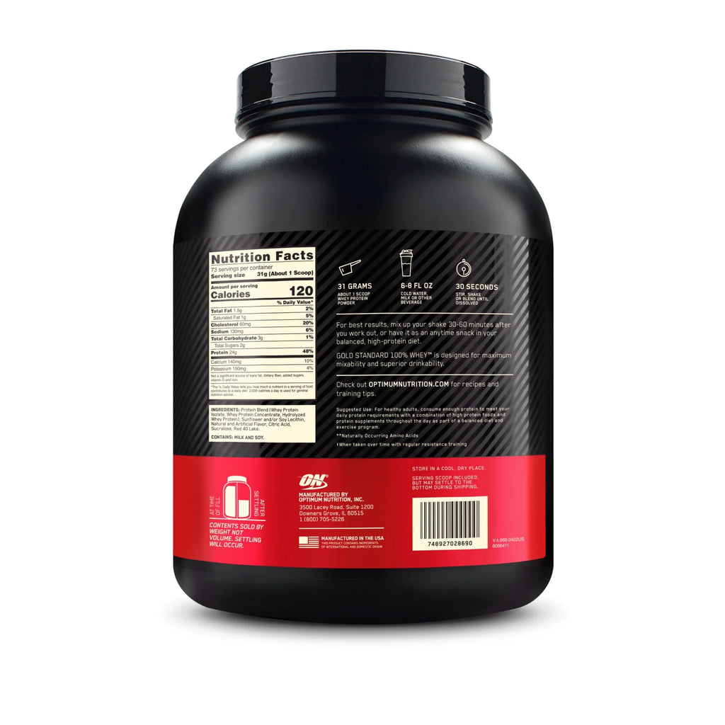 Optimum Nutrition, Gold Standard 100% Whey Protein Powder, Delicious Strawberry, 5 lb, 73 Servings