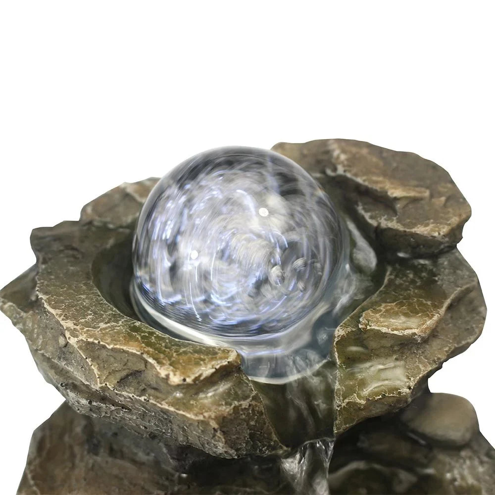 CoSoTower 8.3inches Rock Cascading Tabletop Water Fountain with LED Lights & Crystal Ball for Home Office Bedroom Relaxation