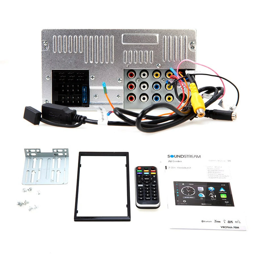 Soundstream VRCPAA-70M 7" Double DIN Bluetooth Apple CarPlay & Android +Camera