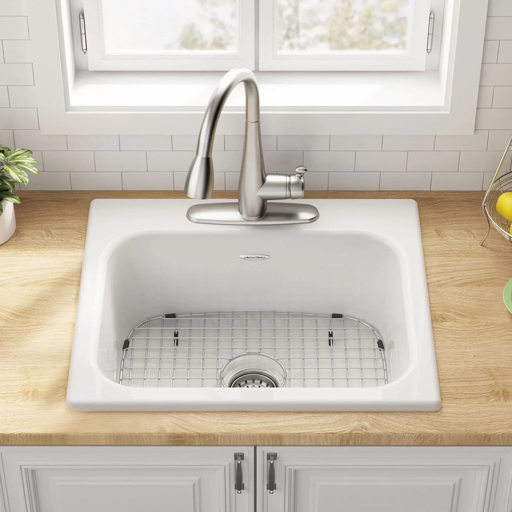 American Standard Quince Drop-in Cast Iron 25 in. 3-Hole Single Bowl Kitchen Sink in Brilliant White