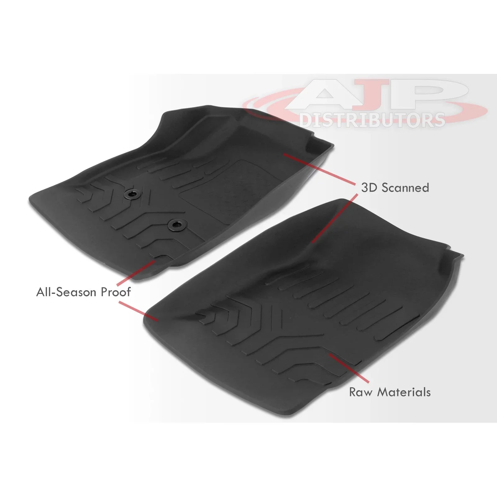 AJP Distributors All Weather Season Proof Rubber Floor Mats Front Rear Set Compatible/Replacement For Chevy Colorado GMC Canyon Crew Cab 2015 2016 2017 2018 2019 2020 2021 2022 15 16 17 18 19 20 21 22